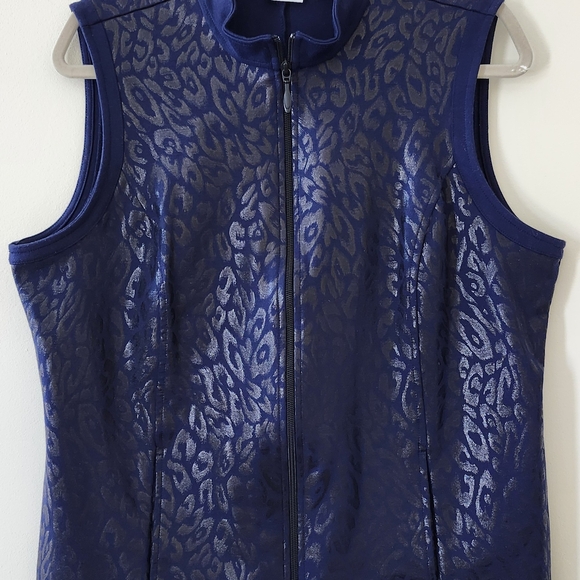 Chico's Jackets & Blazers - Chico's Weekends Blue Shimmer Animal Print Vest